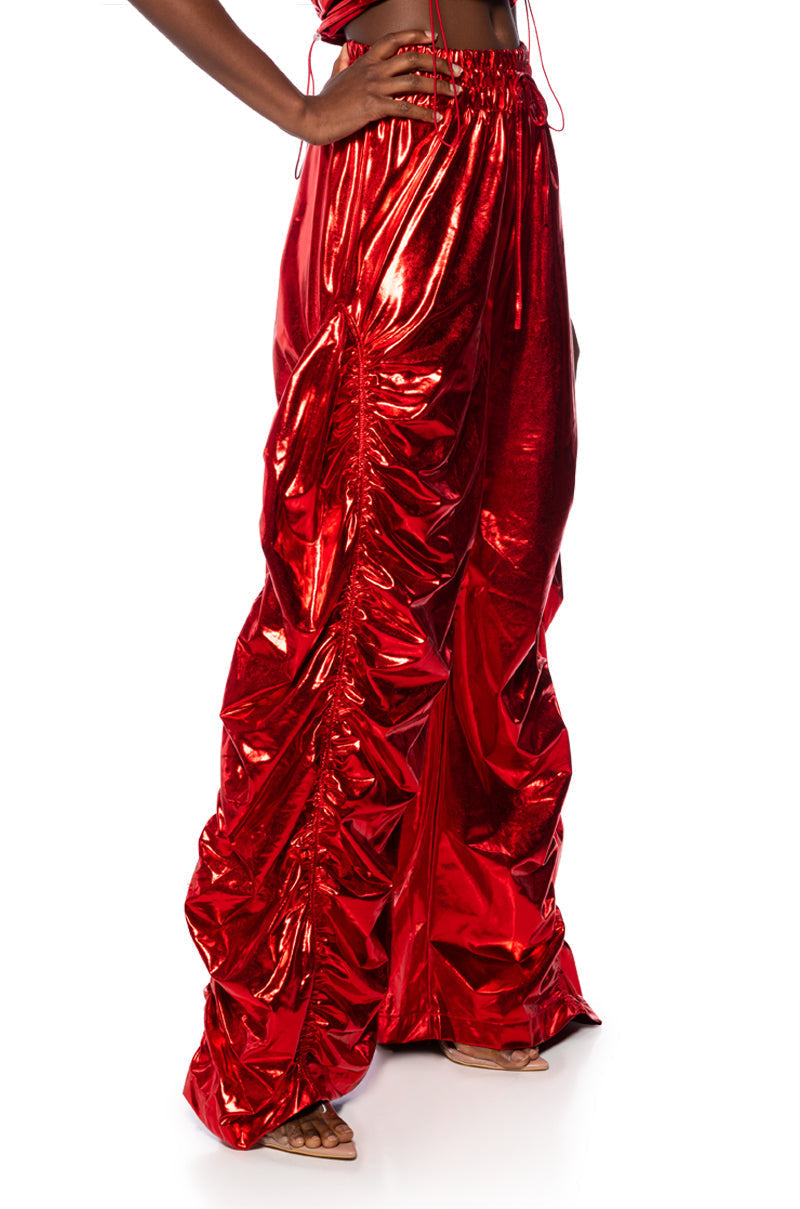 KEEP BREATHIN METALLIC PU TUBE TOP PANT SET