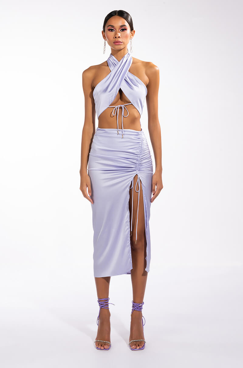 KEEPING IT CLASSY SATIN MIDI SKIRT