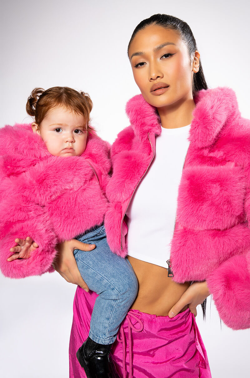 KIDS BARBZ FAUX FUR JACKET