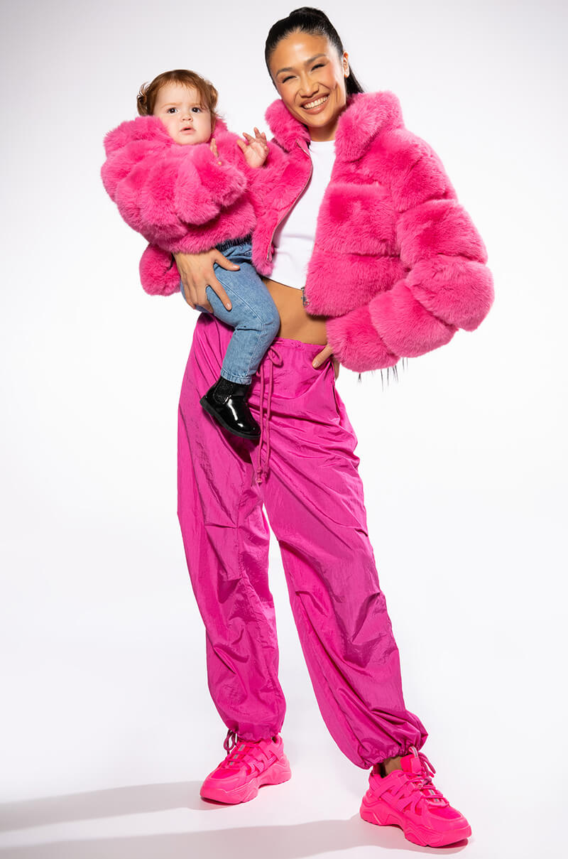 KIDS BARBZ FAUX FUR JACKET