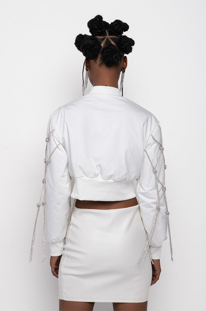 KYLER CROP BOMBER WITH DIAMOND ROPE