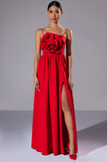 LA FLOR MAXI 3D ROSE DRESS WITH SLIT
