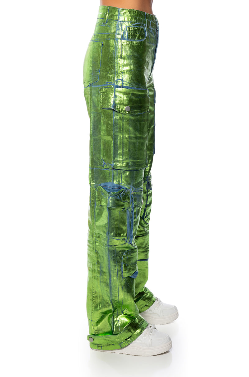LA ISLA METALLIC CARGO JEANS