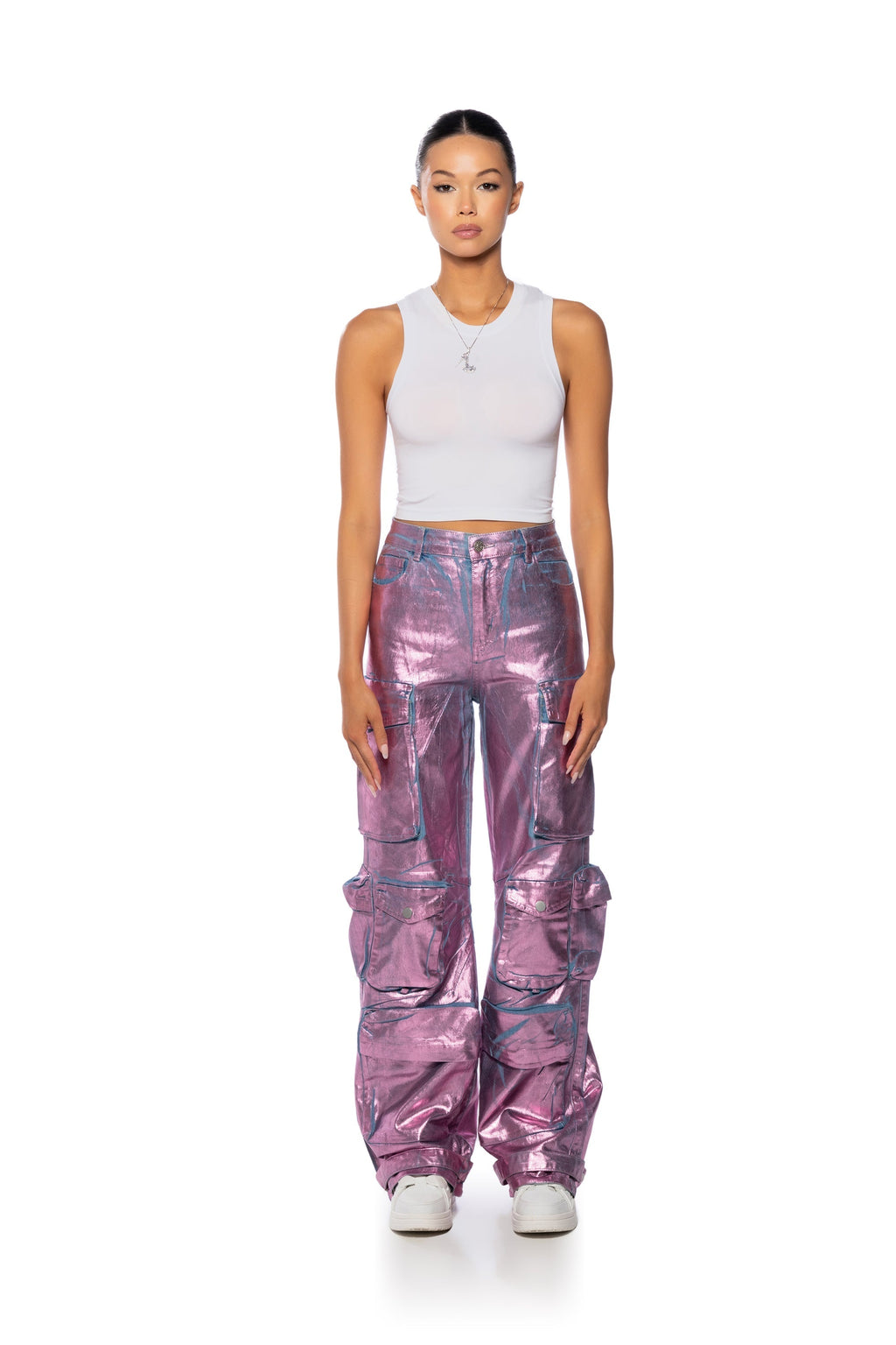 LA ISLA METALLIC CARGO JEANS