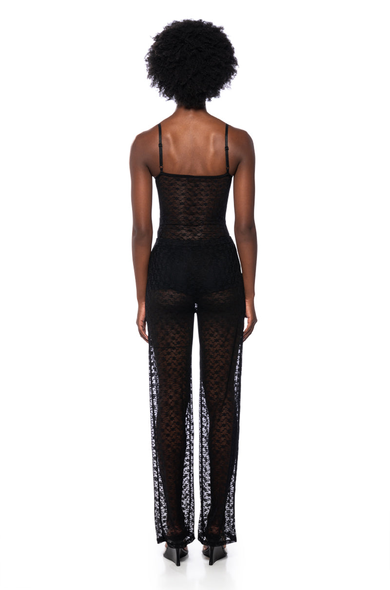 LACE ME UP SHEER TWO PIECE SET