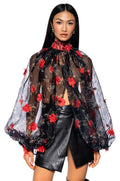 LENNON VOLUME SLEEVE FLORAL BLOUSE