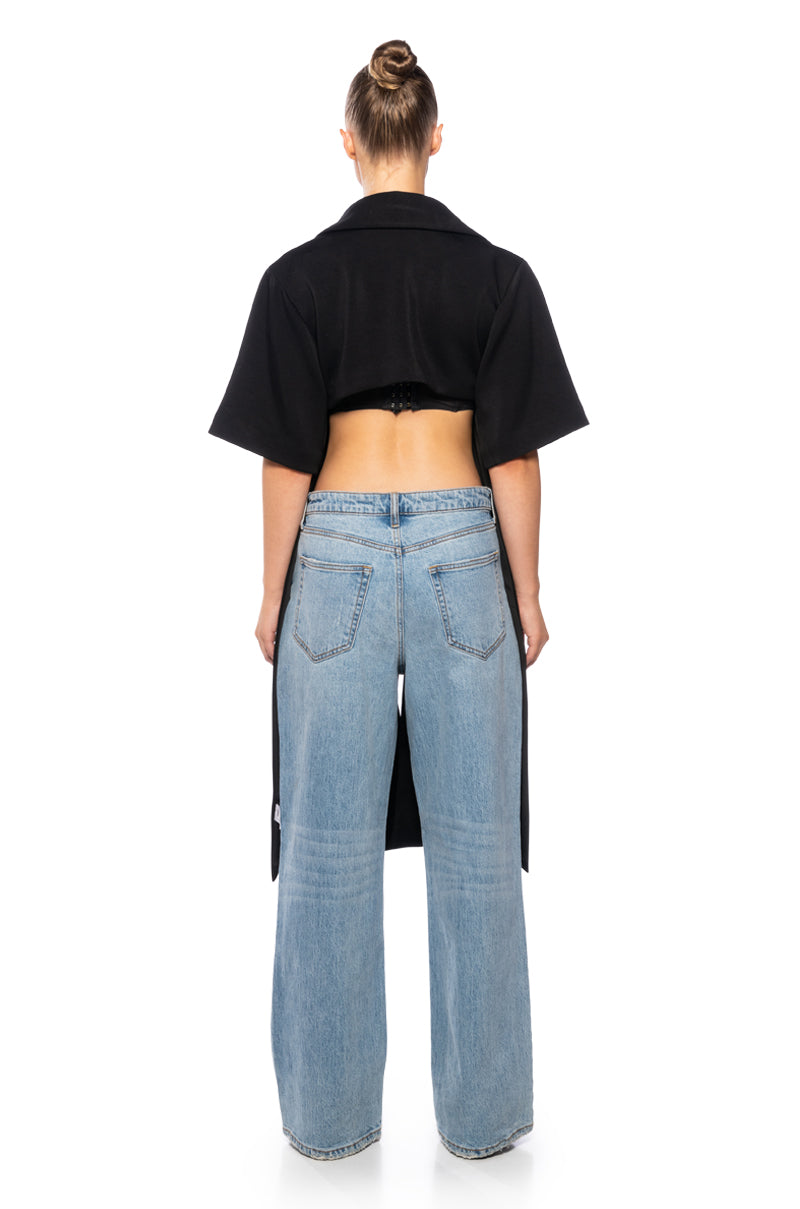 LET IT COME TRUE OPEN BACK DUSTER IN BLACK