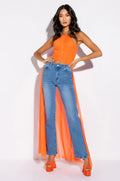 LIL BIT OF SPICE HIGH LOW MESH HALTER BLOUSE