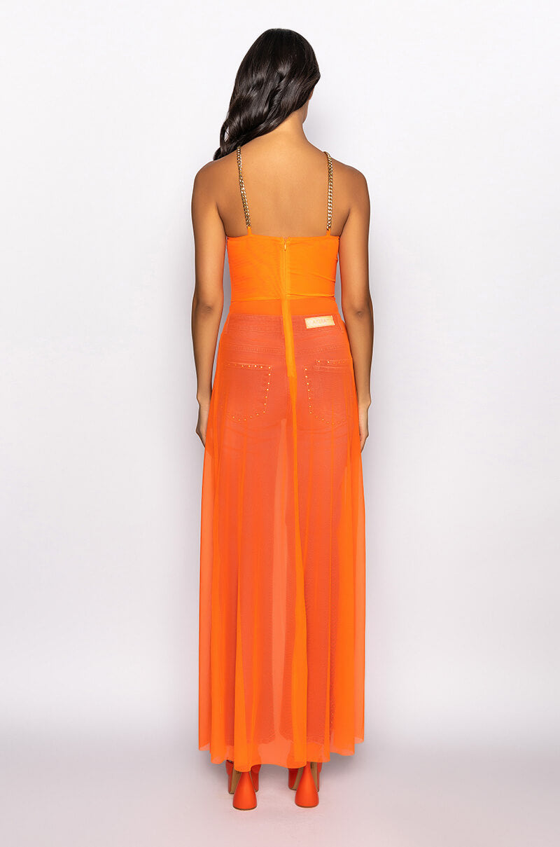 LIL BIT OF SPICE HIGH LOW MESH HALTER BLOUSE