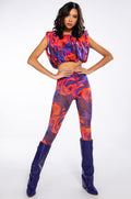 LILA MESH PATTERNED TOP AND LEGGING SET
