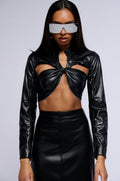 LILITH TWIST FRONT FAUX LEATHER TOP