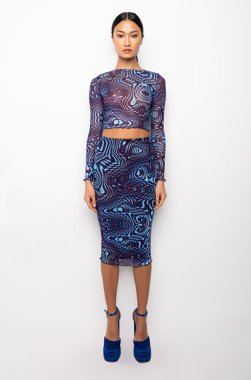 LINK UP MESH MIDI SKIRT