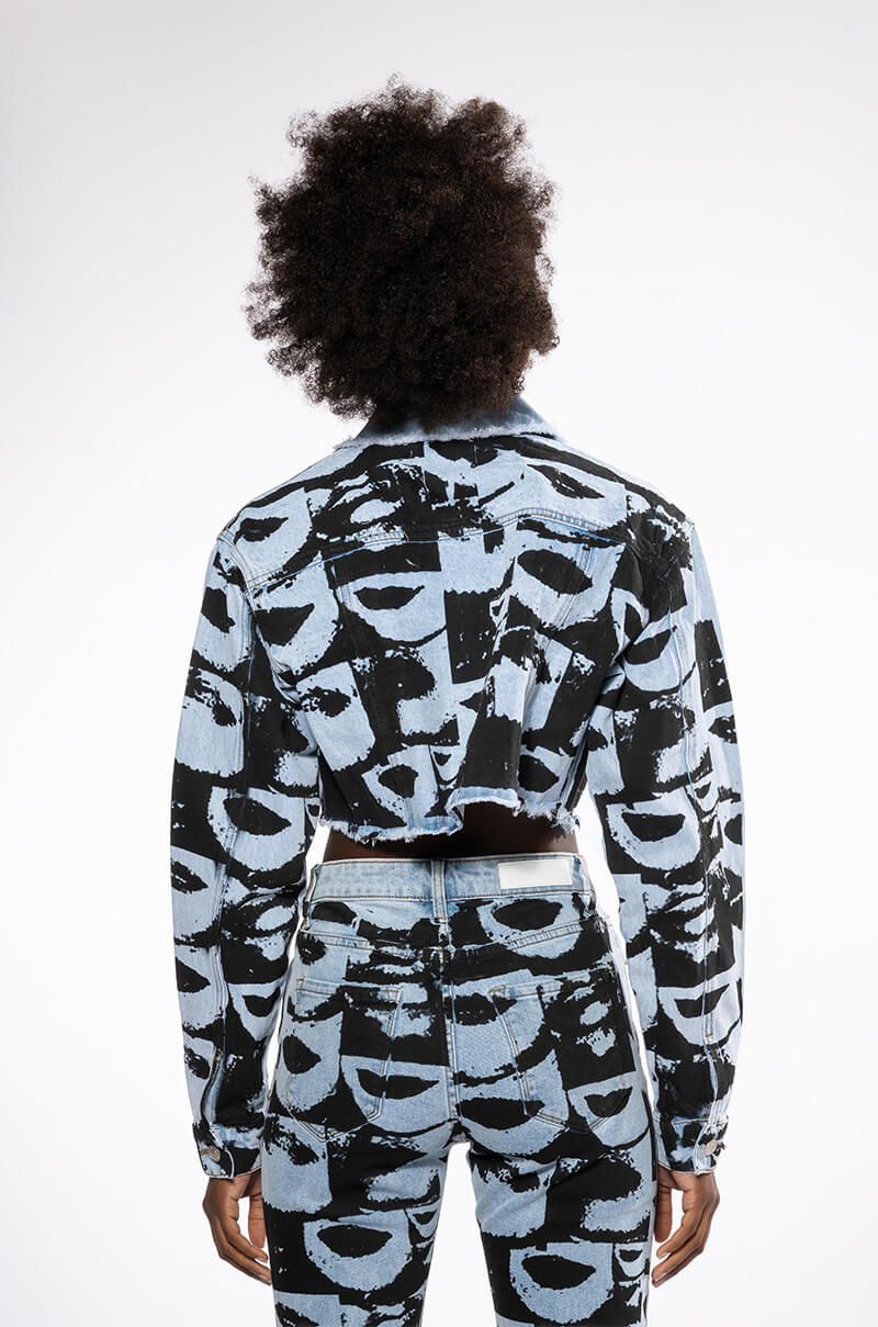 LIPS ARE SEALED GRAPHIC DENIM JACKET