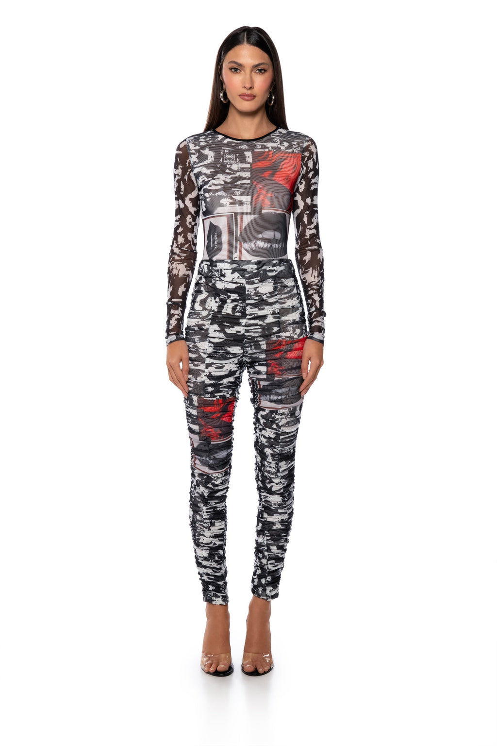 LIPS ARE SEALED LONG SLEEVE MESH T SHIRT