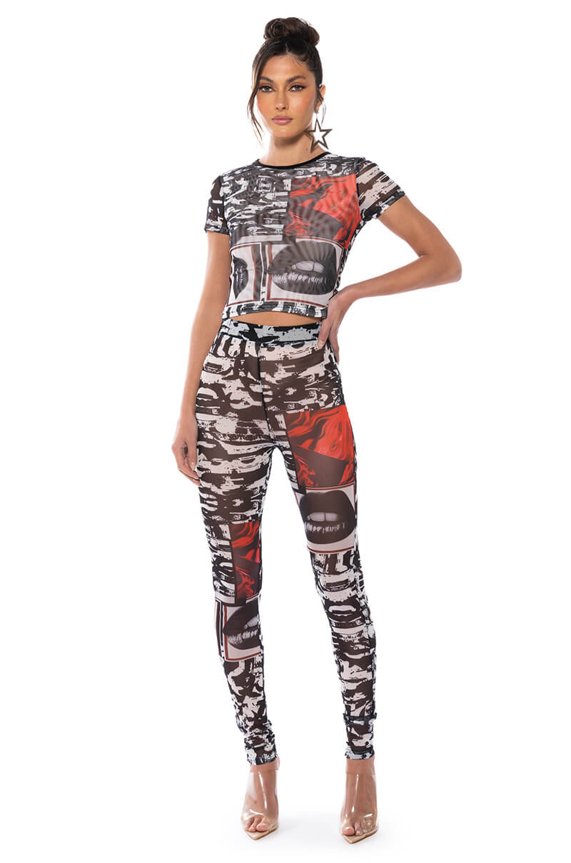 LIPS ARE SEALED MESH LEGGING
