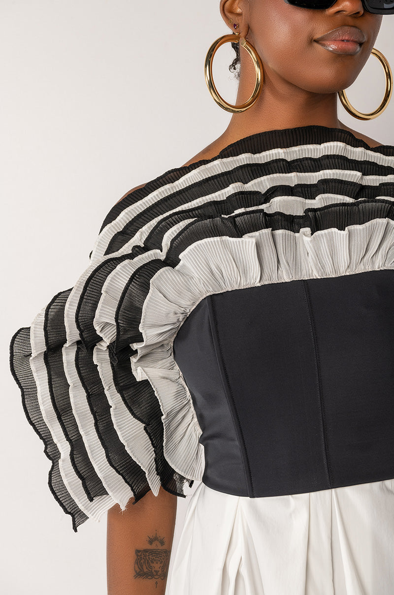 LIVE FOR THE DRAMA RUFFLE BUSTIER