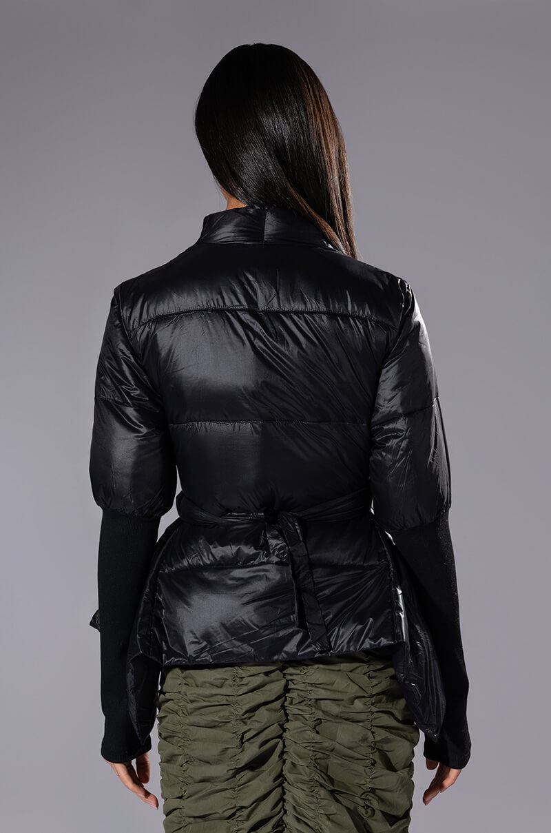 LONGING FOR YOU TIE FRONT PUFFER