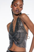 LOOKING LIKE IT RHINESTONE HALTER BLOUSE