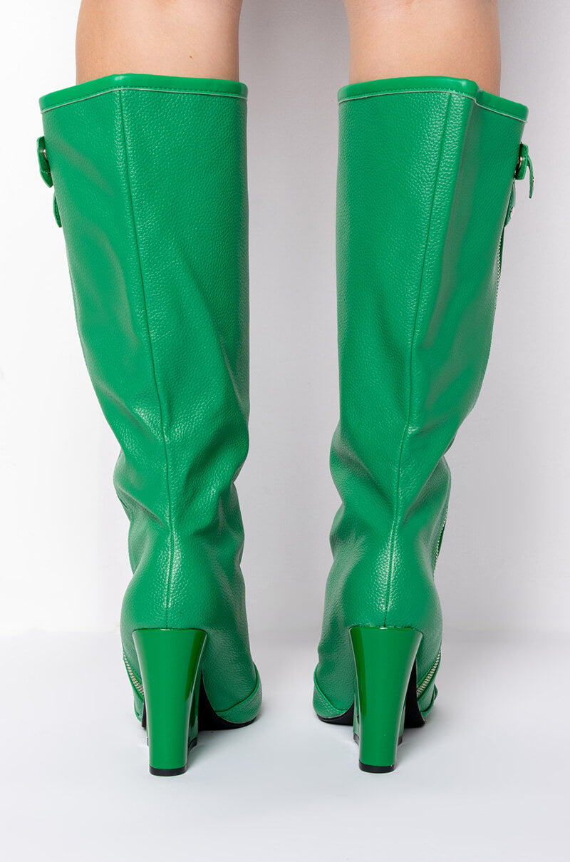 EMBELLISHED CHUNKY BOOT IN GREEN