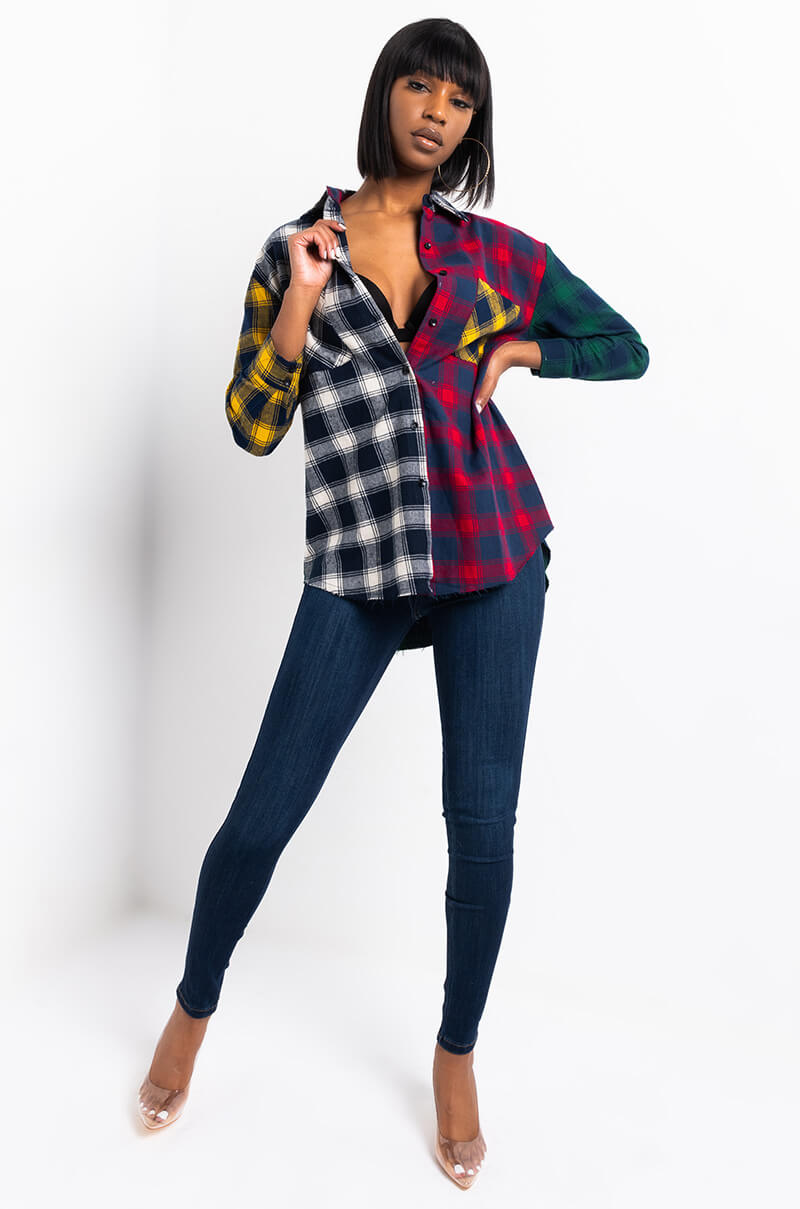 MARIANNA MULTI COLORED PLAID SHIRT