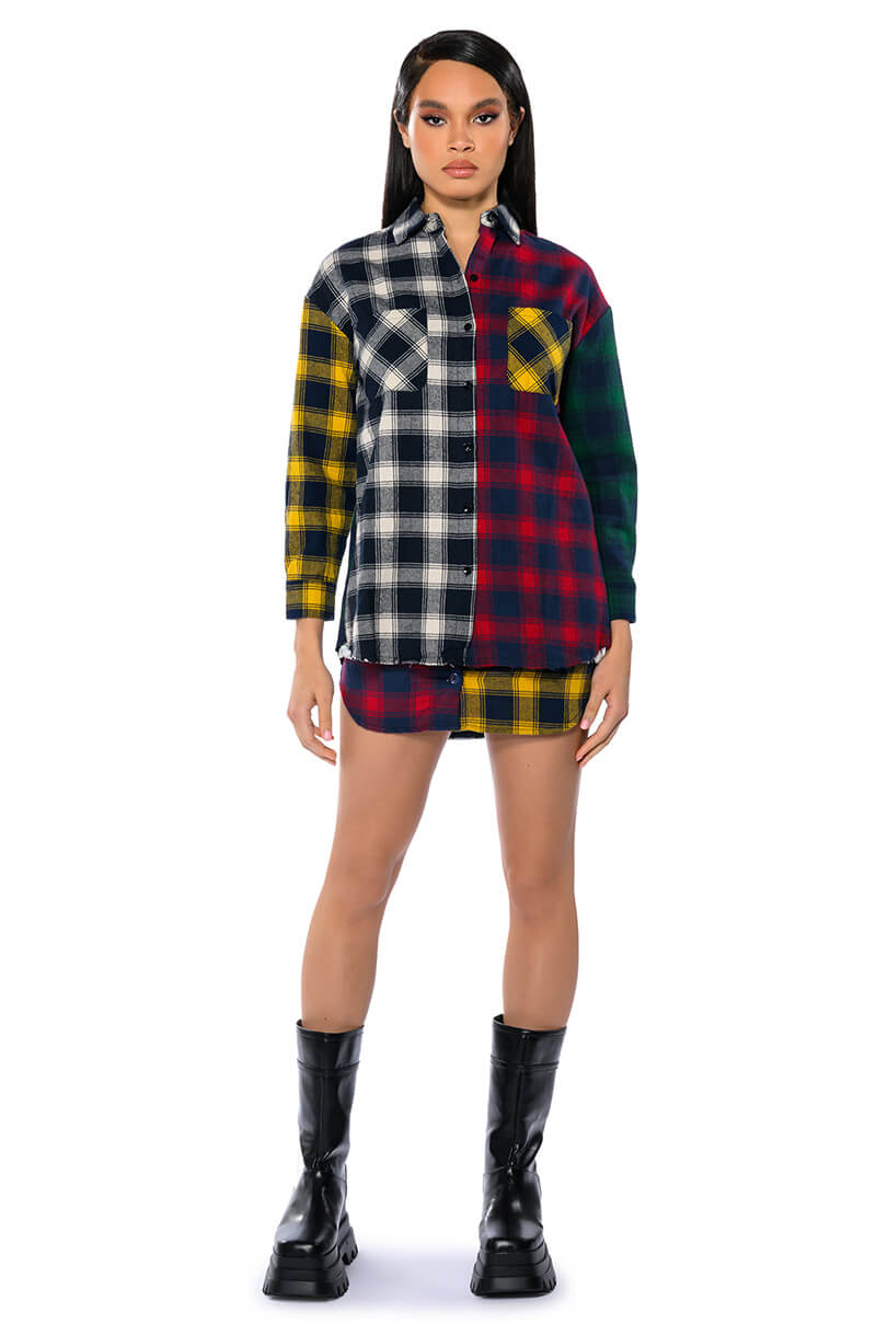 MARIANNA PLAID DETAILED MINI SKIRT