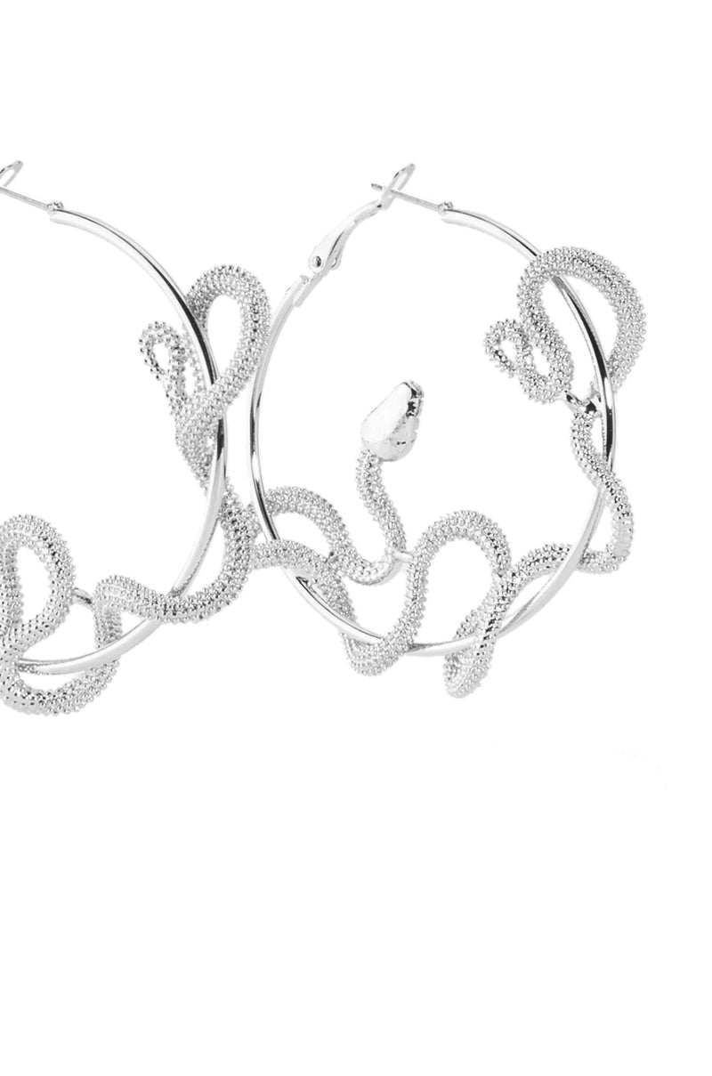 SNAKE HOOP EARRING IN SILVER