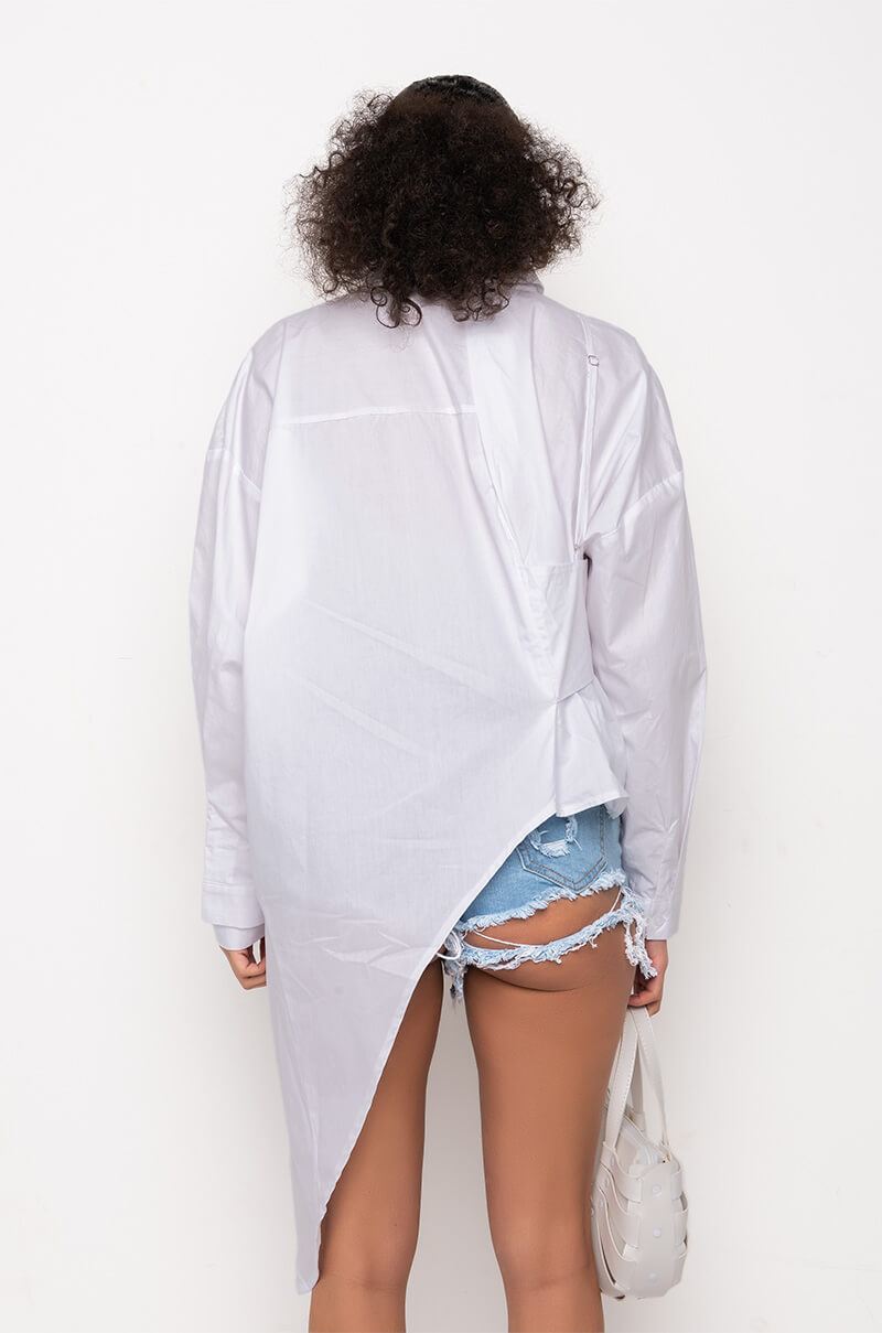 LILA LAYERED LOOK ASYMMETRICAL POPLIN BLOUSE