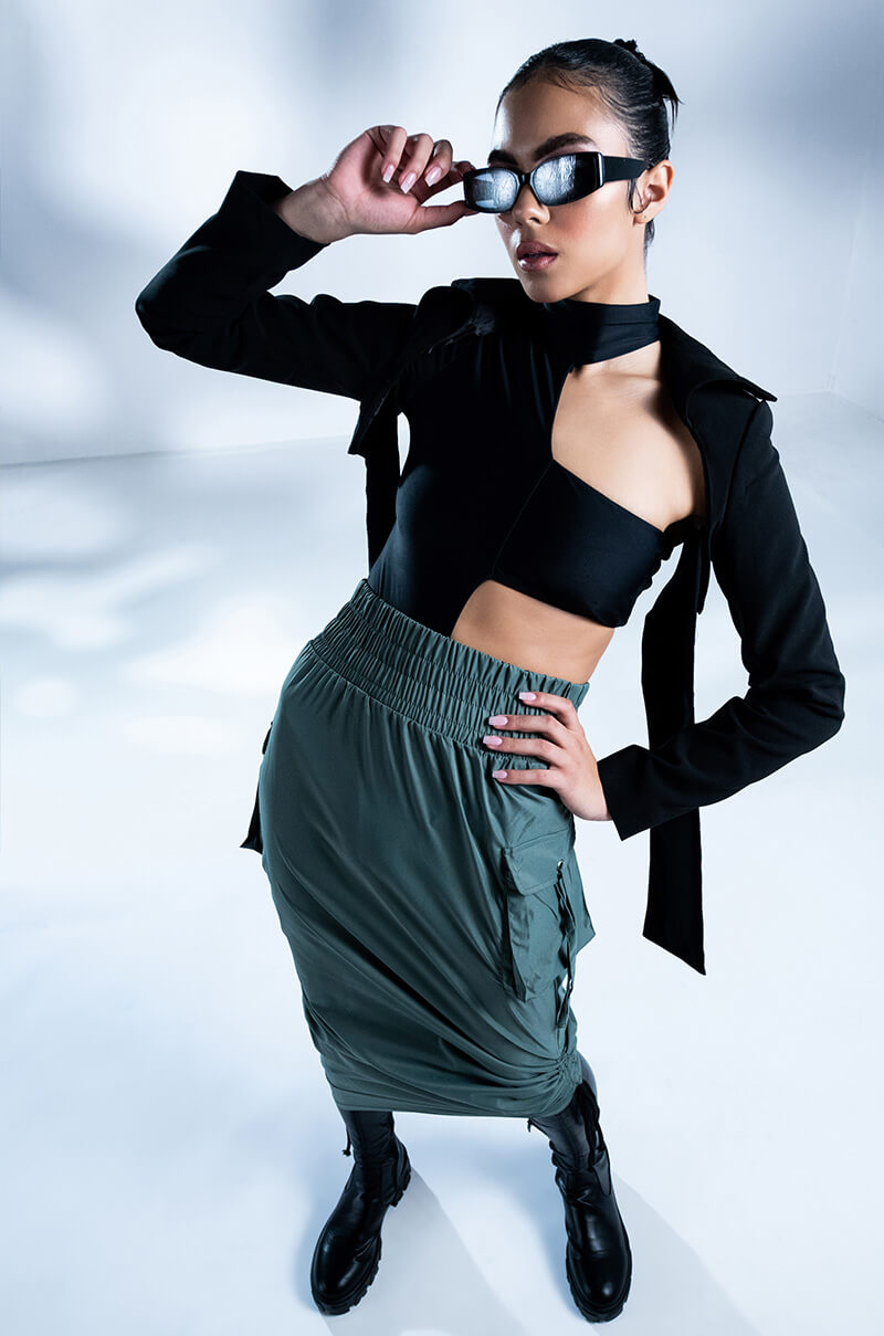 MIA BANDEAU DETAIL MOCK NECK BODYSUIT