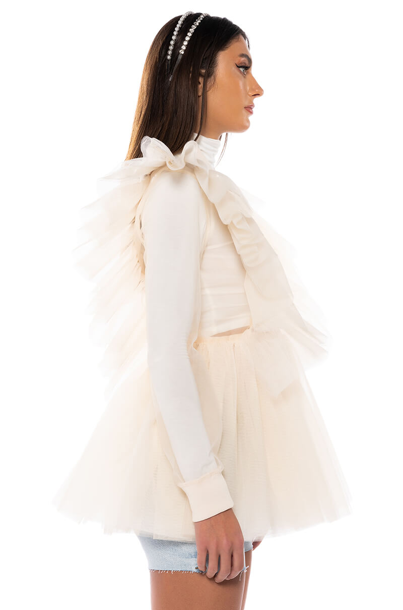 MIGHTY FINE PEPLUM MESH BOMBER