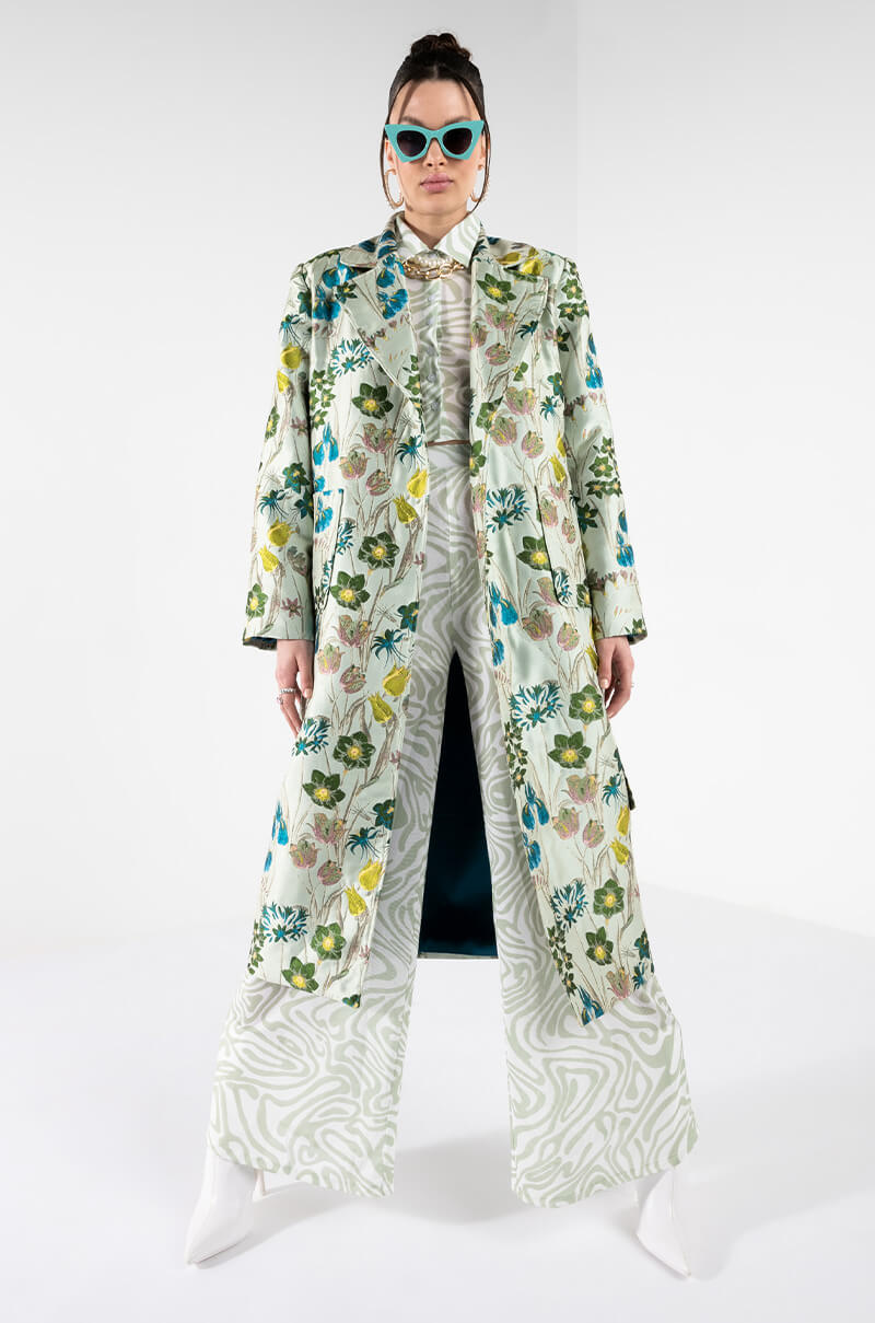 MILAN FASHION WEEK TAPESTRY TRENCH COAT