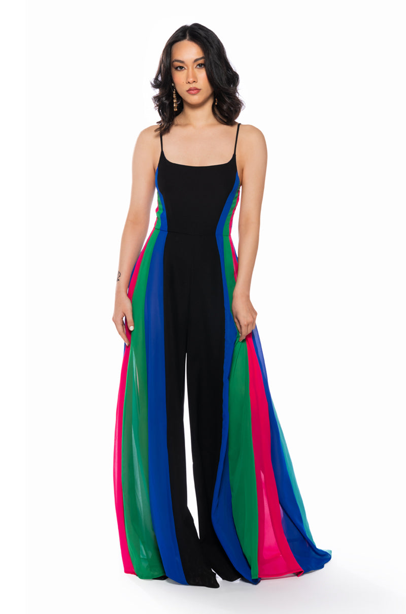 MIMI COLORBLOCKED SCOOP NECK JUMPSUIT