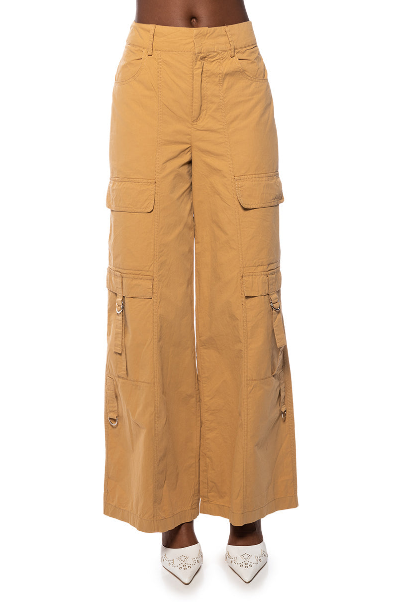 MINDING MINE WIDE LEG CARGO PANT IN BEIGE
