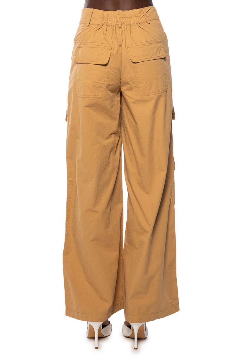 MINDING MINE WIDE LEG CARGO PANT IN BEIGE