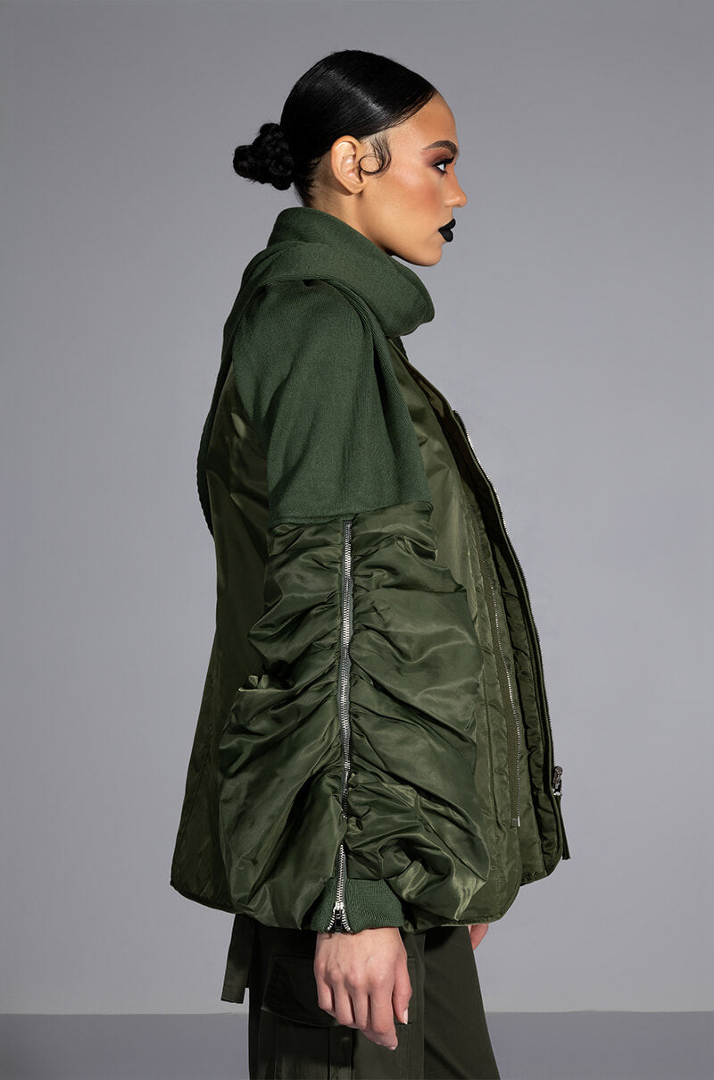 MULTIFUNCTION BOMBER SCARF JACKET