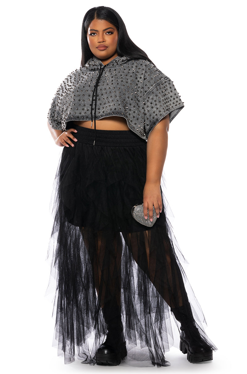 MODERN ROYALTY LAYERED MESH MAXI SKIRT