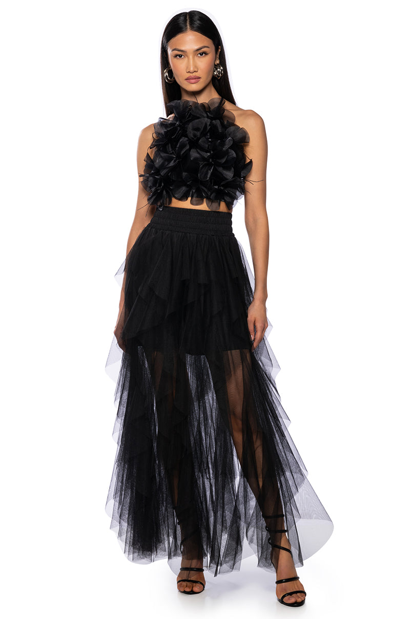 MODERN ROYALTY LAYERED MESH MAXI SKIRT