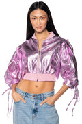 MON AMI METALLIC SHORT SLEEVE BOMBER