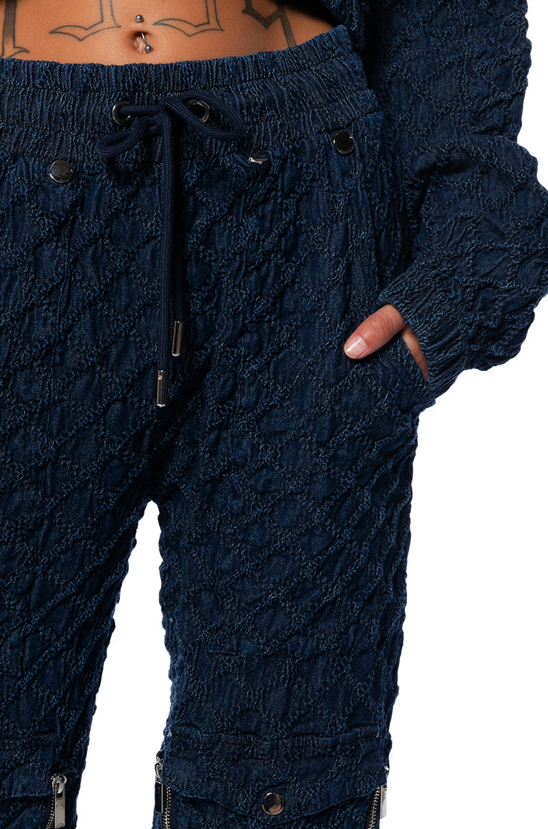 SHE IN HA MOOD TEXTURED WIDE LEG JOGGER