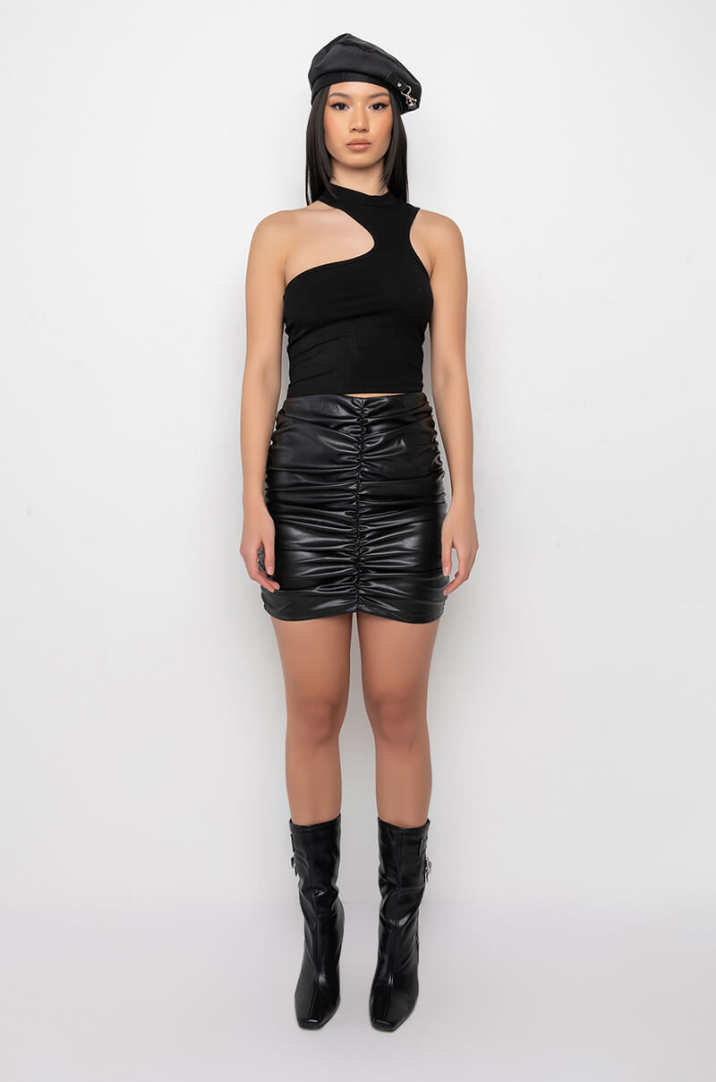 MOULIN RUCHE FAUX LEATHER MINI SKIRT
