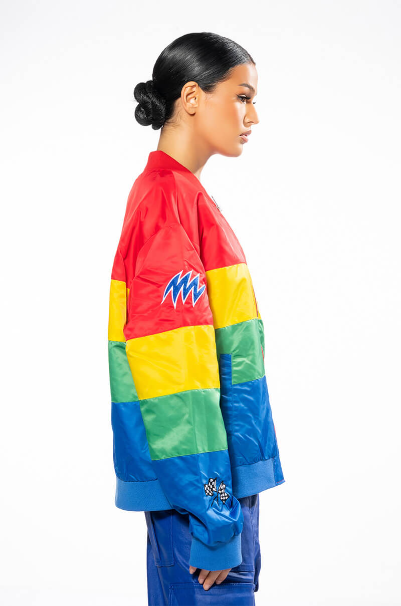 MULTI COLOR RACING VARSITY BOMBER