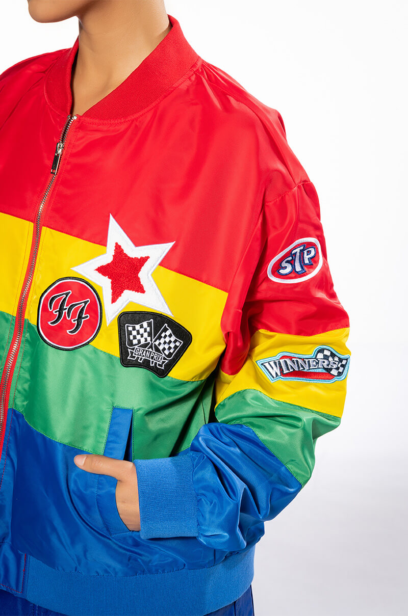 MULTI COLOR RACING VARSITY BOMBER