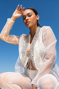 MUST BE LOVE ON RHINESTONE STUDDED LAPEL
