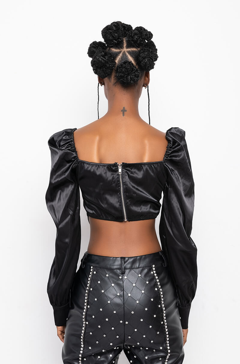 MY TYPE BUSTIER FRONT SATIN BLOUSE