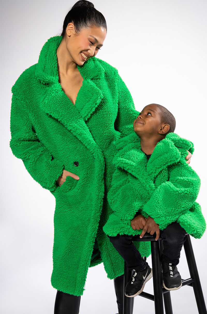 NAOMI LUXE WOOLISH TRENCH IN KELLY GREEN