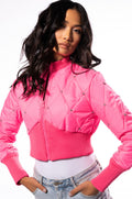 BIPIDI NEON PUFFER BOMBER WITH RHINESTONES