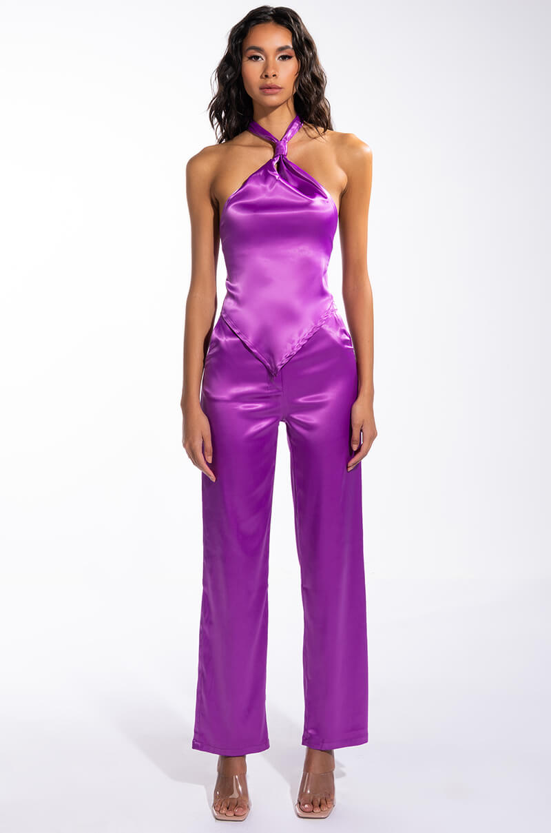 NEW HORIZONS SATIN HALTER BLOUSE
