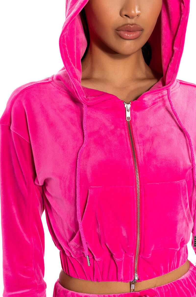 NEW RULES VELVET ZIP UP SWEATSHIRT