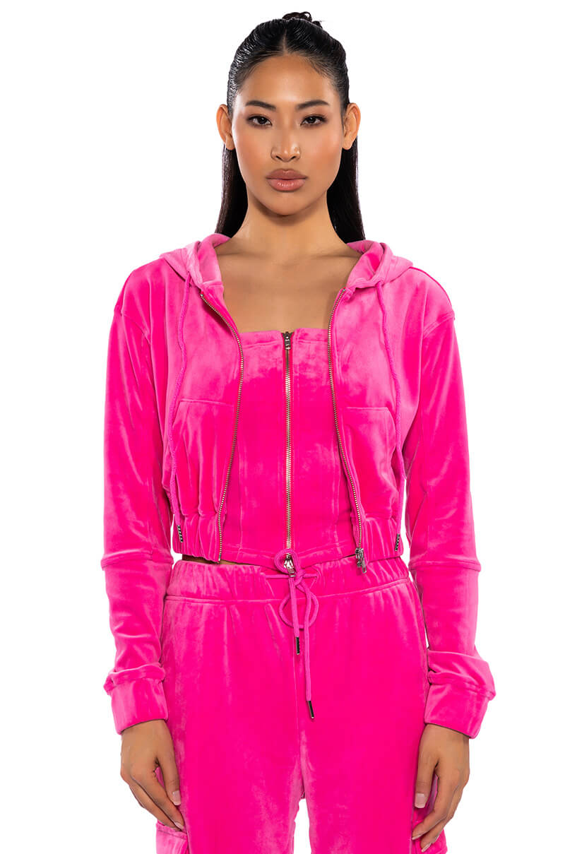 NEW RULES VELVET ZIP UP SWEATSHIRT