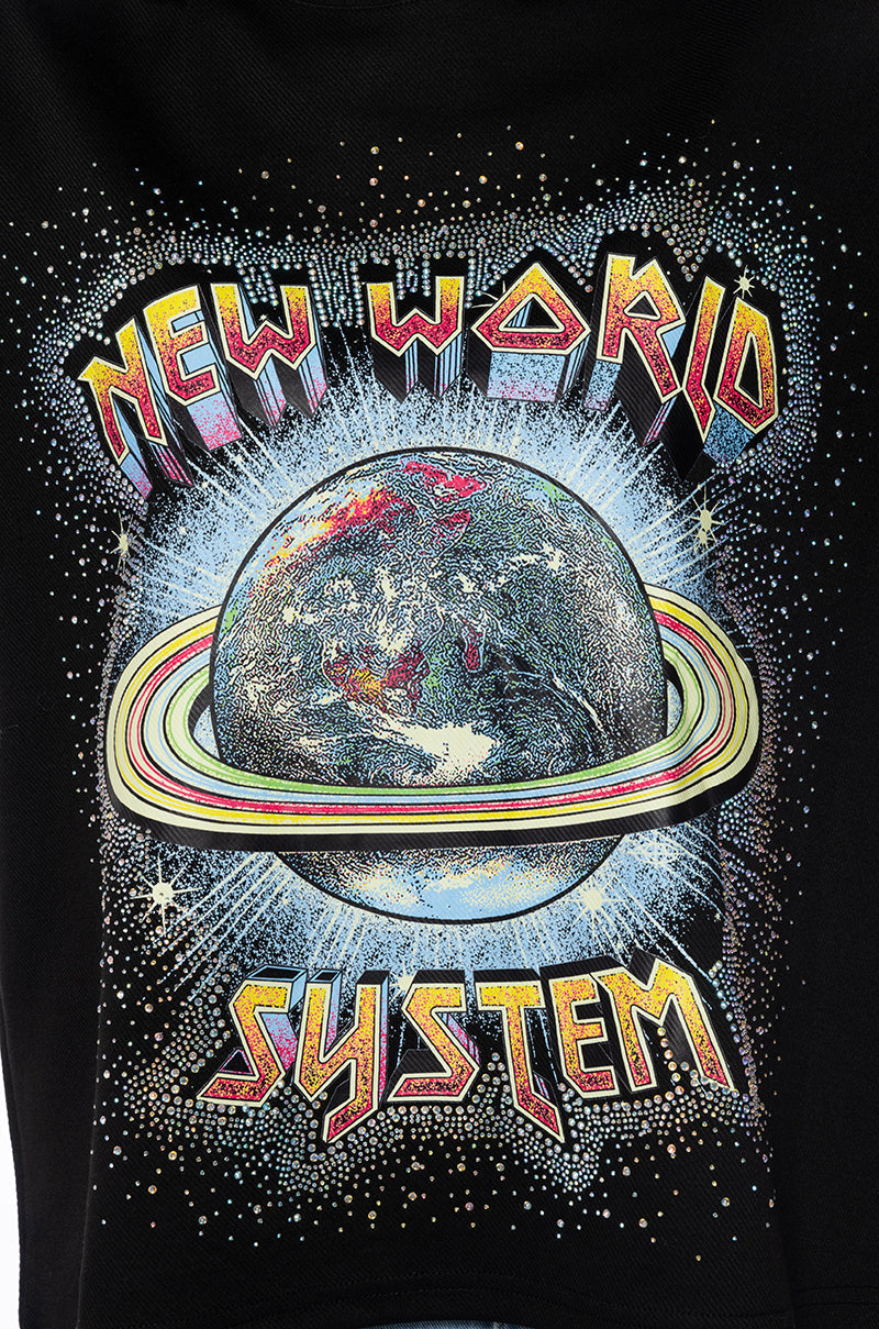 NEW WORLD SYSTEM EMBELLISHED GRAPHIC TEE