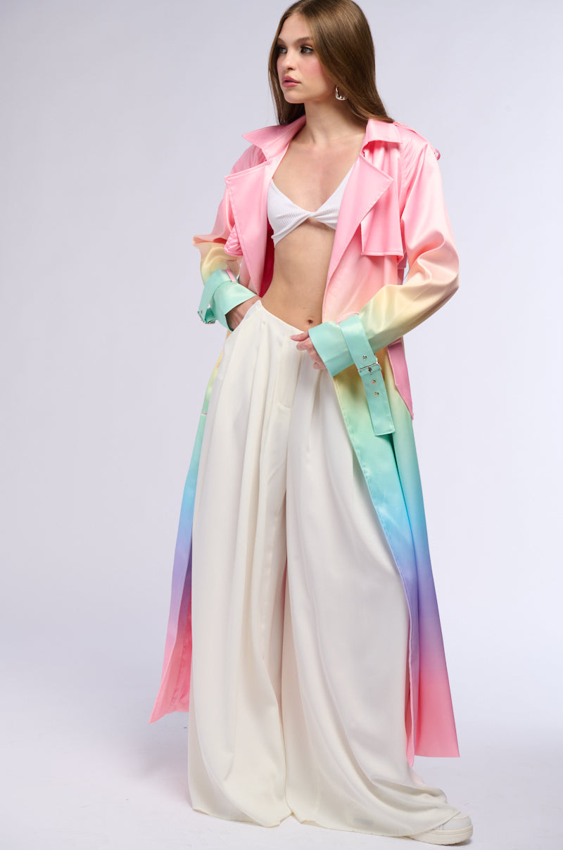 NICKI OMBRE SATIN TRENCH